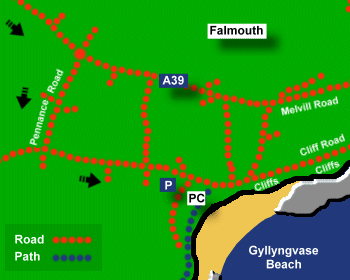 Gyllyngvase Beach Map