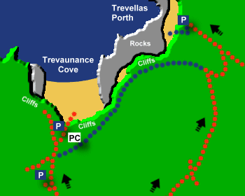Trevaunance Beach Map