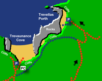 Trevellas Beach Map