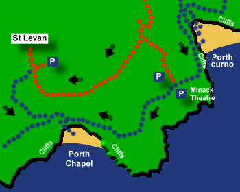 Porth Chapel Beach Map