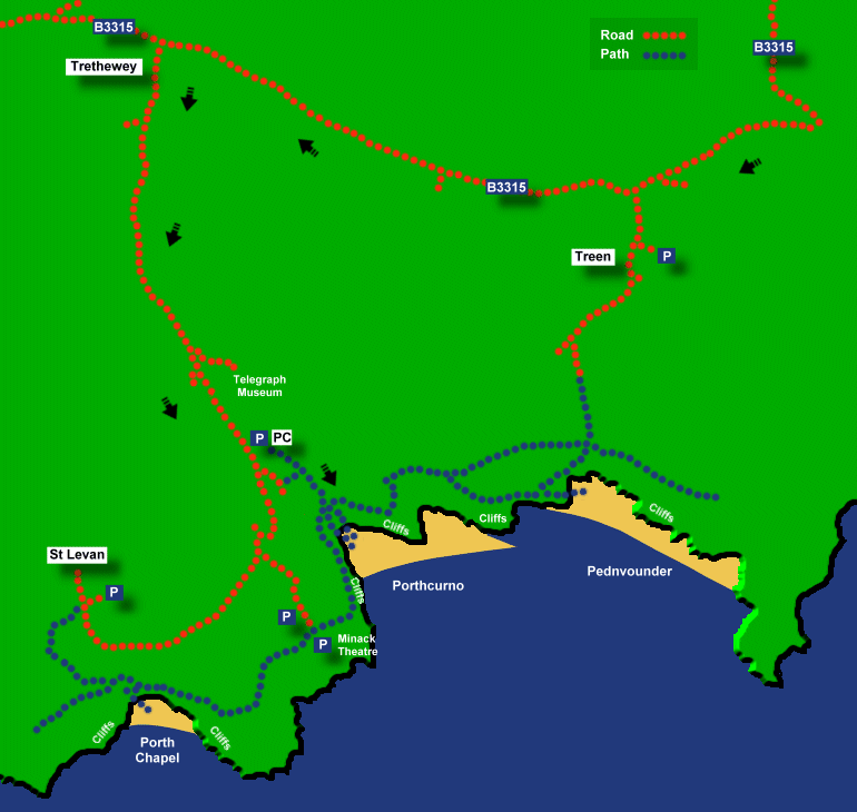 porthcurno large map